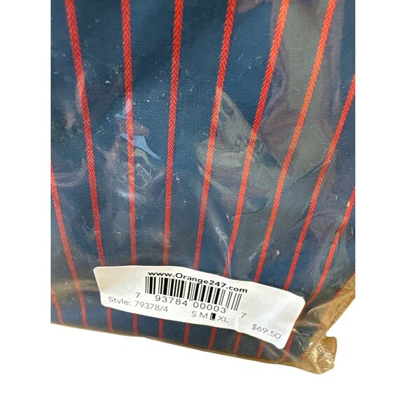 Orange247 Mens Pinstriped Blue & Red Button-Up Long Sleeve Shirt Modern Fit Size - Picture 3 of 7